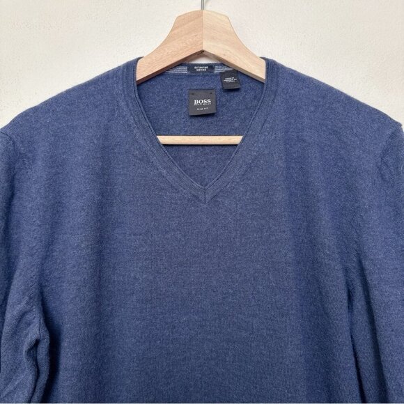 Hugo Boss Mens Xlarge Vneck Extrafine Merino Slim Fit Baku Sweater - Picture 13 of 15